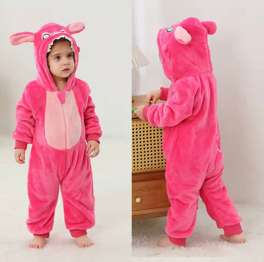 Macacão Pijama Fantasia Infantil Fofinho Lilo Stitch Rosa
